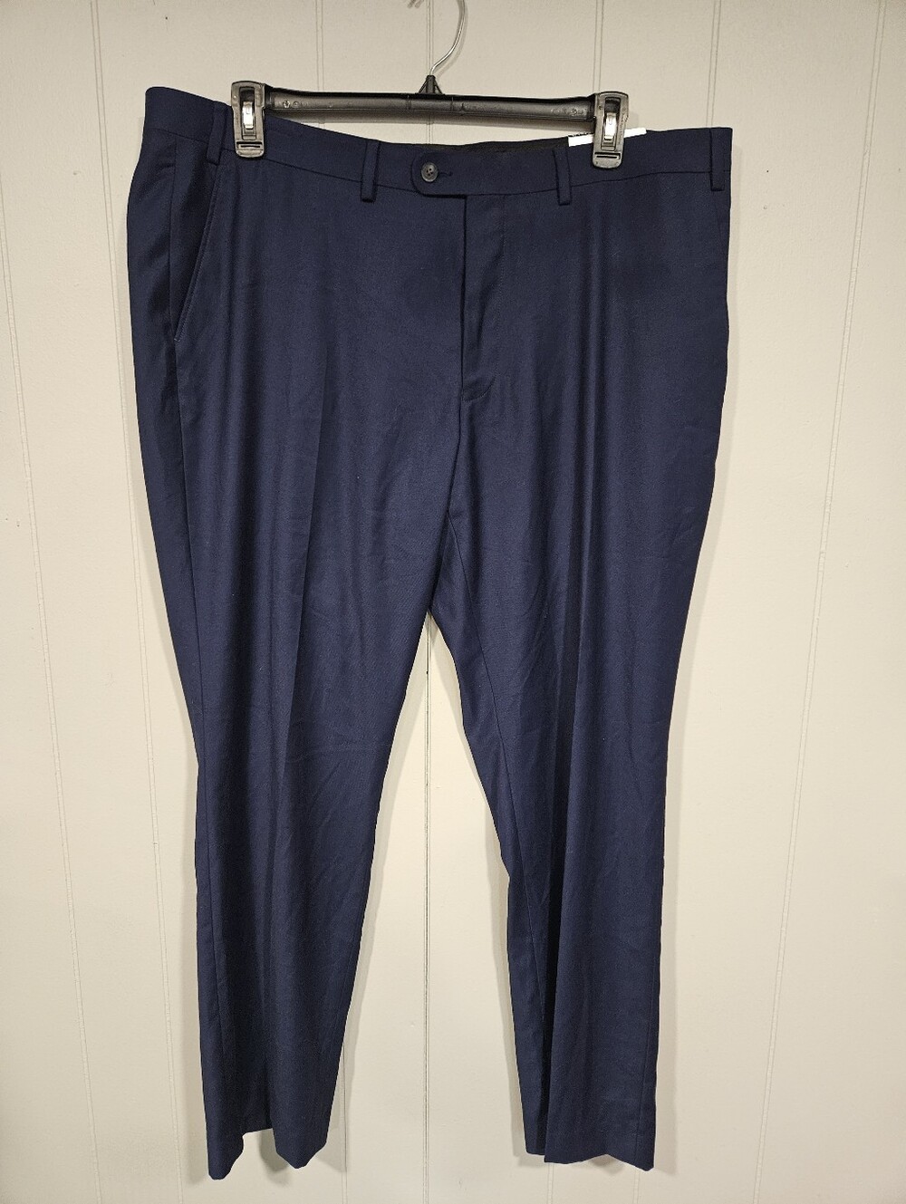 Perry Ellis Portfolio Dress Pants Mens 42x32 Navy Blue Slim Fit Stretch NWT
